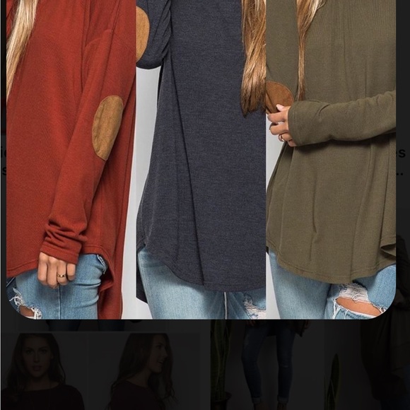 She & Sky lace up back burnt orange rust sweater with elbow patches size medium - Picture 4 of 8